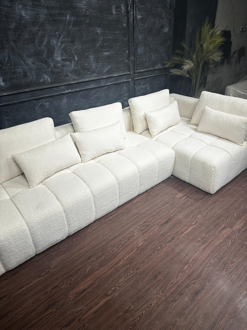L-Shape Boucle Sofa