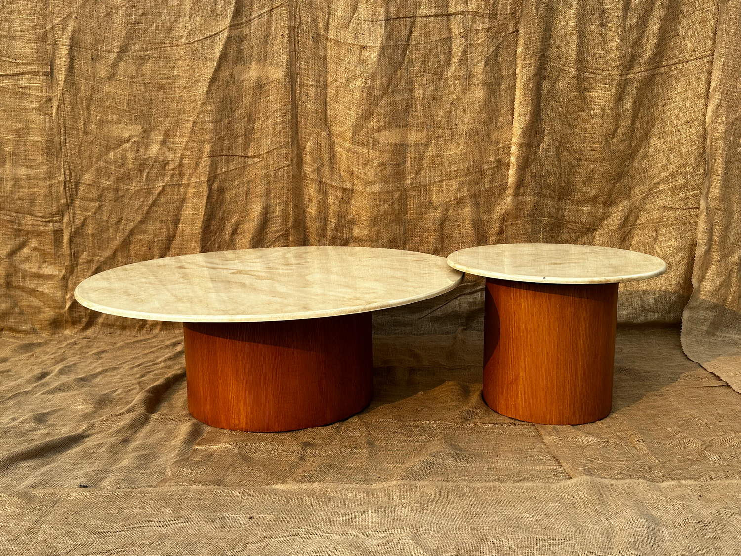 Marbleized Wood Nesting Coffe Table