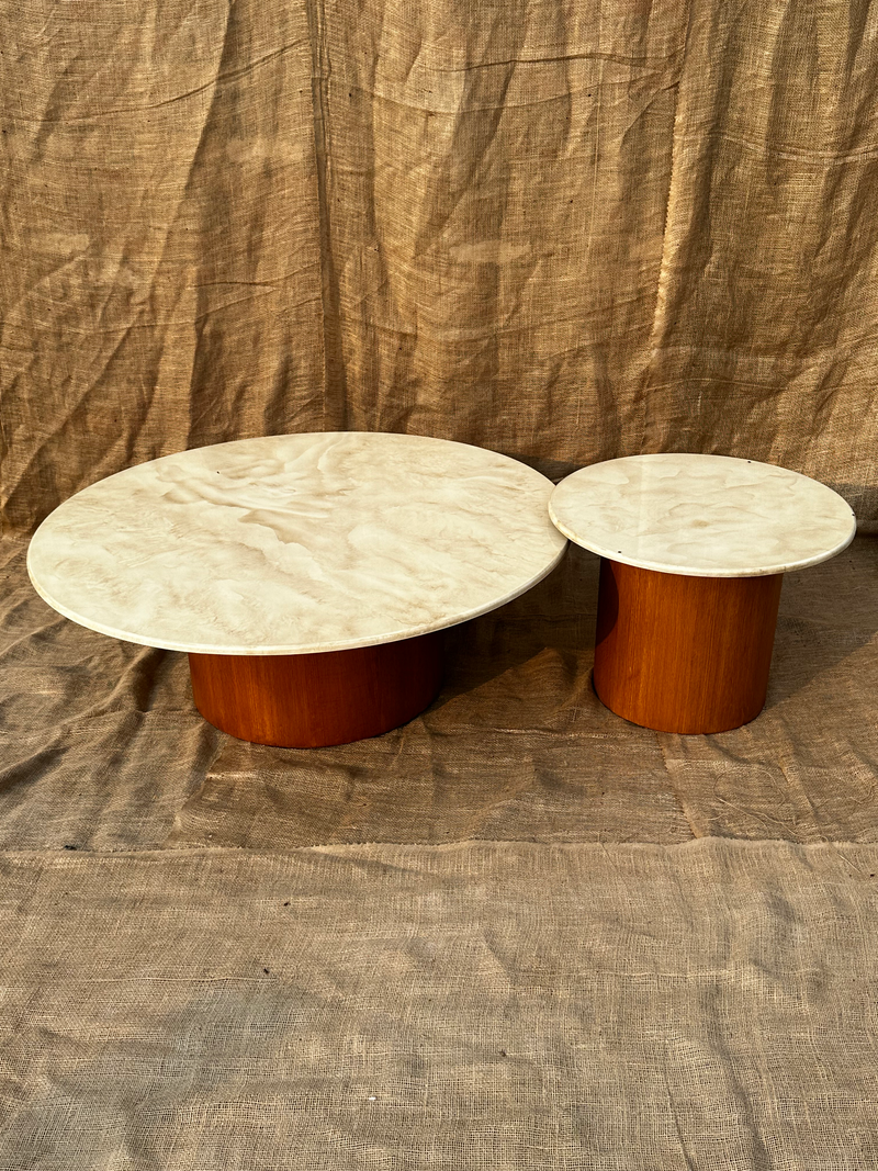 Marbleized Wood Nesting Coffe Table