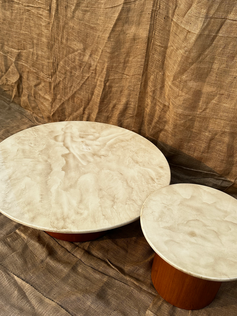 Marbleized Wood Nesting Coffe Table