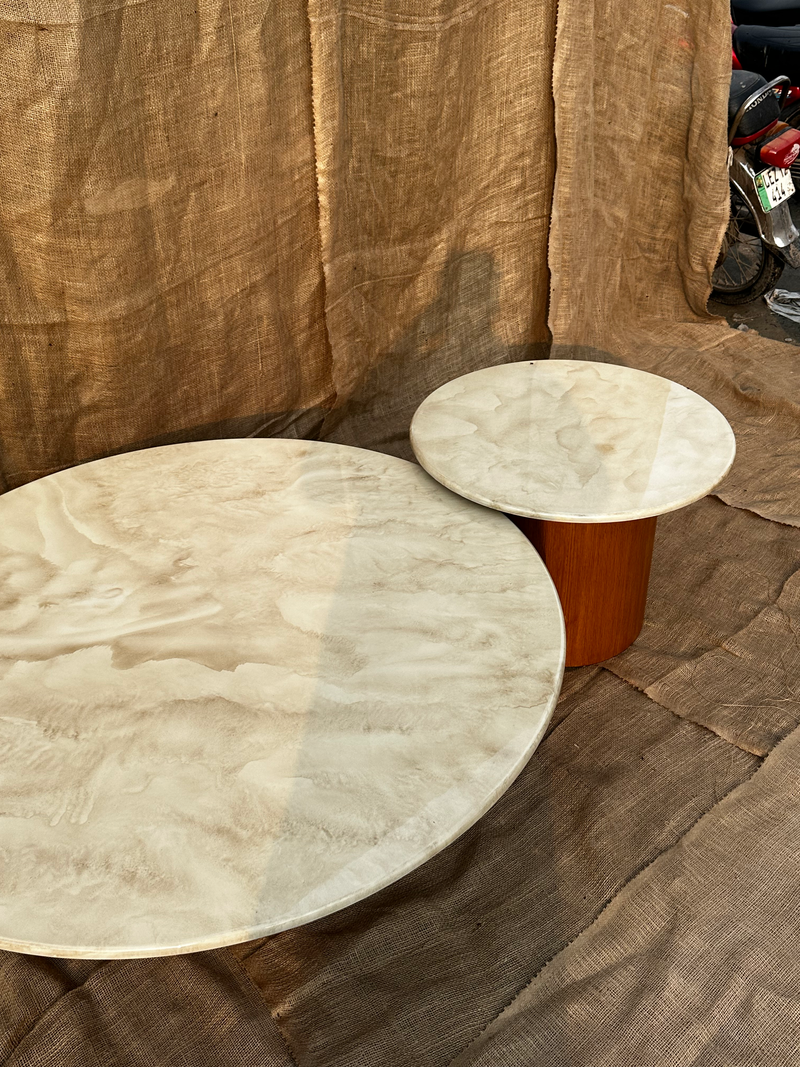 Marbleized Wood Nesting Coffe Table