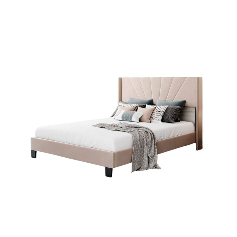 Queen Size Velvet Upholstered Platform Bed