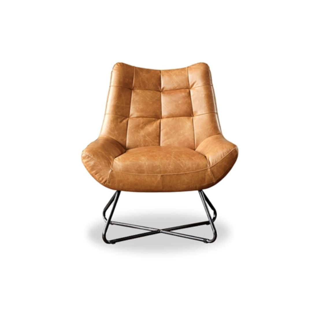 POLANCO Top Grain Leather Accent Lounge Chair Tan