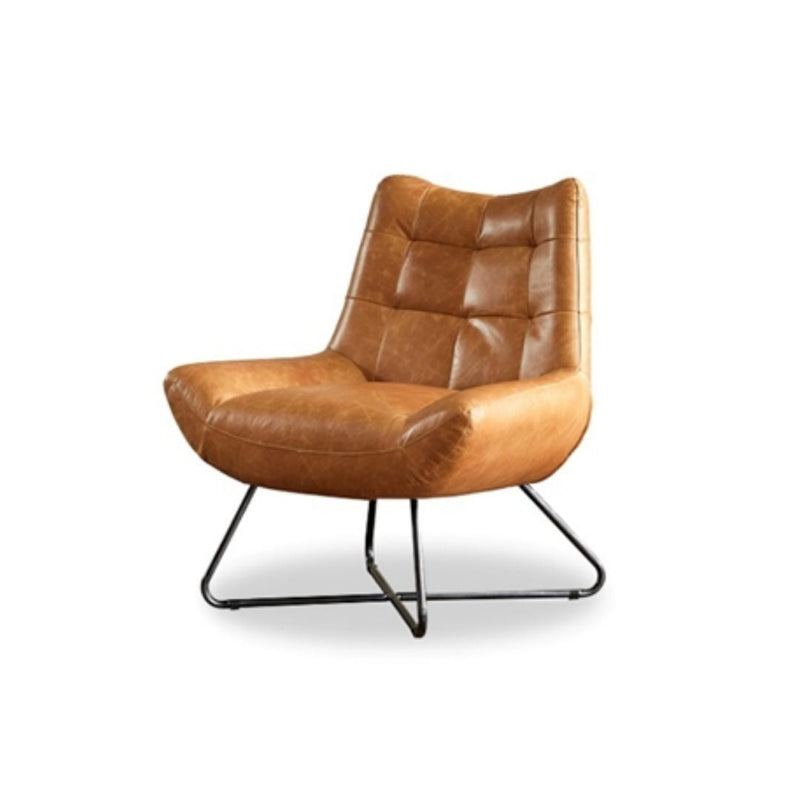 POLANCO Top Grain Leather Accent Lounge Chair Tan