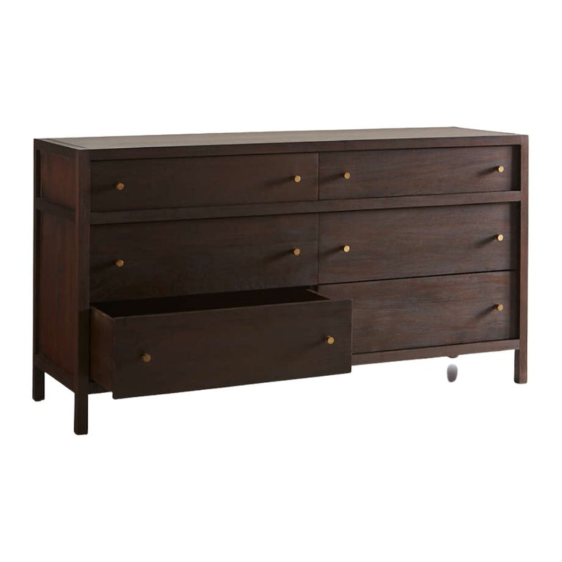 Espresso Wood 6-Drawer Dresser