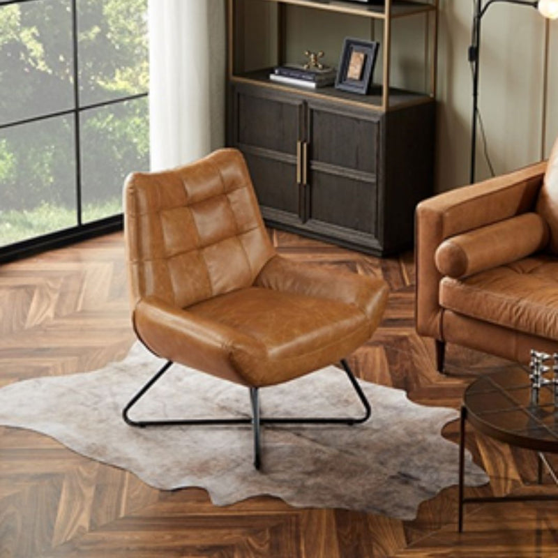 POLANCO Top Grain Leather Accent Lounge Chair Tan