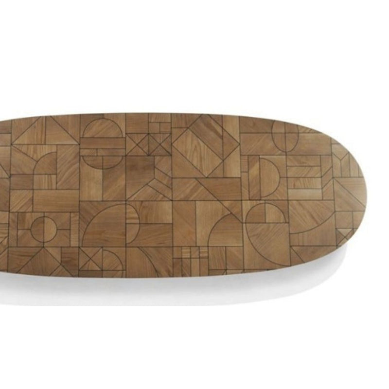 PATCHWORK Low oval solid wood coffee table