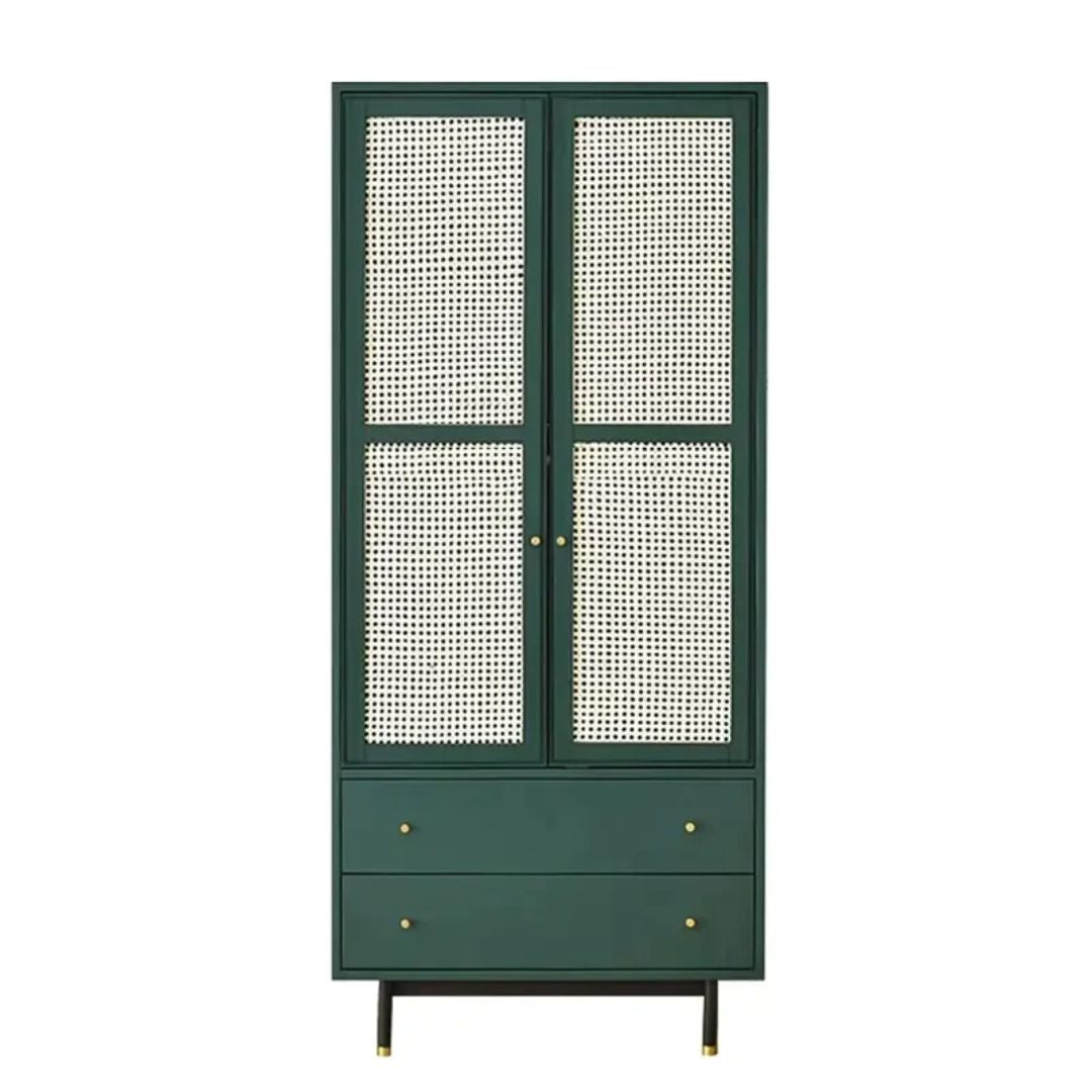 Green Wardrobe Closet with 2 Drawers and 2 Doors