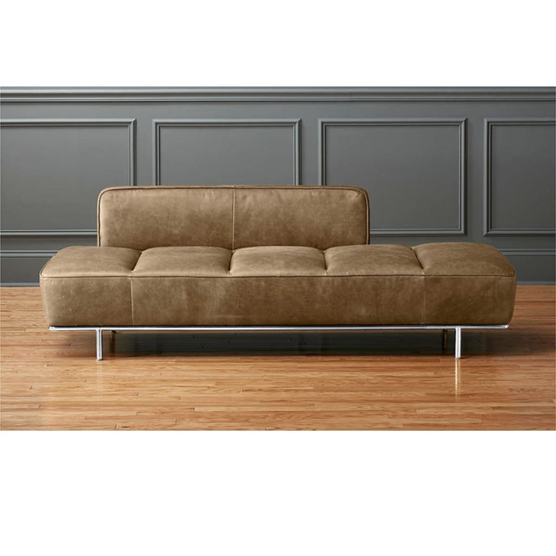 Lawndale Saddle Leather Daybed with Brass Base