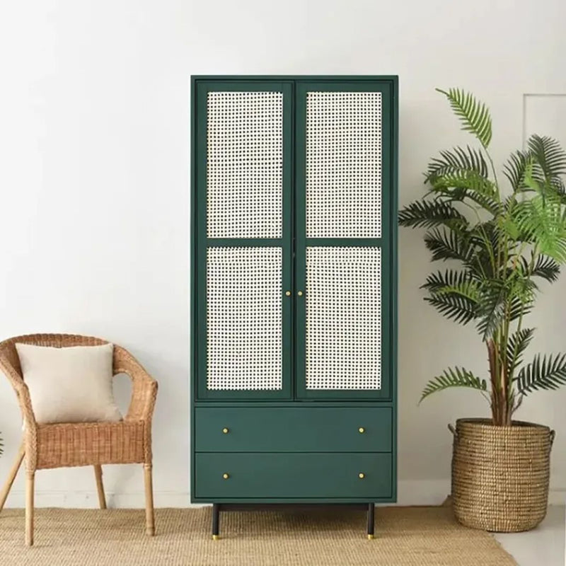 Green Wardrobe Closet with 2 Drawers and 2 Doors