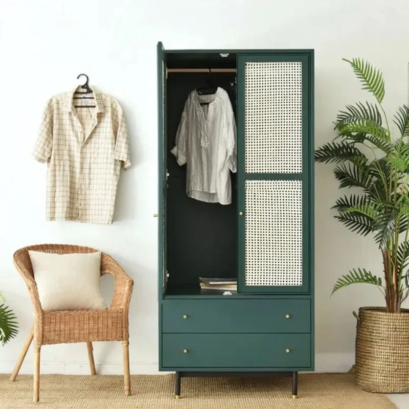 Green Wardrobe Closet with 2 Drawers and 2 Doors