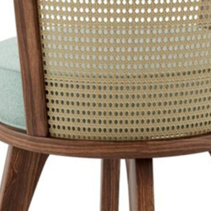 21st Century Linen Rattan George Dining Chair Walnut Wood