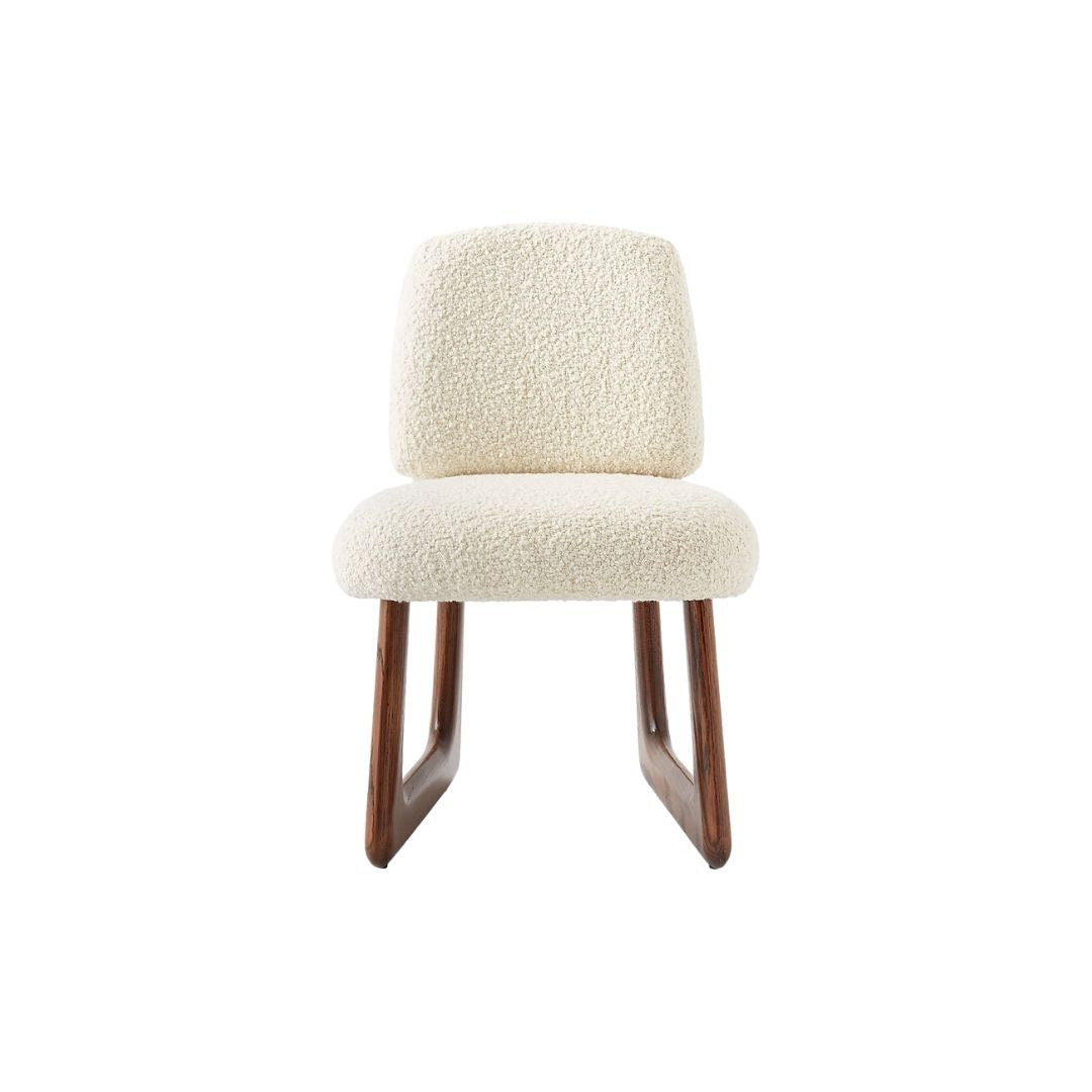 PULA WARM WHITE BOUCLE DINING CHAIR