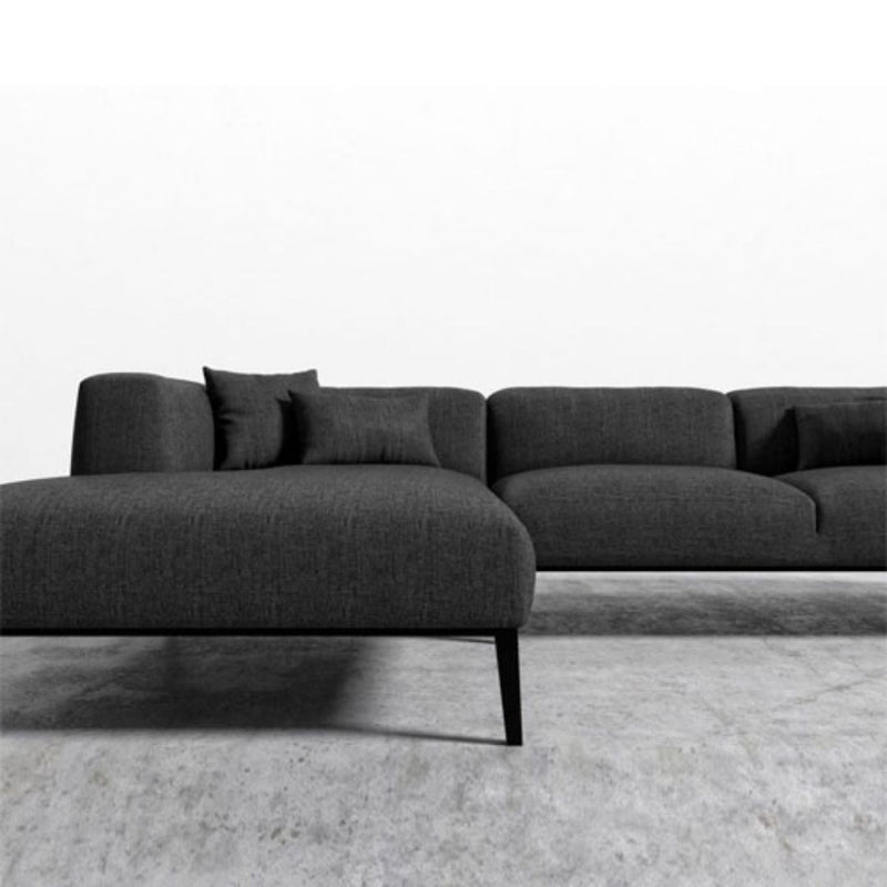 Finley Modern Classic Black Velvet Sectional Sofa - Right Hand Facing