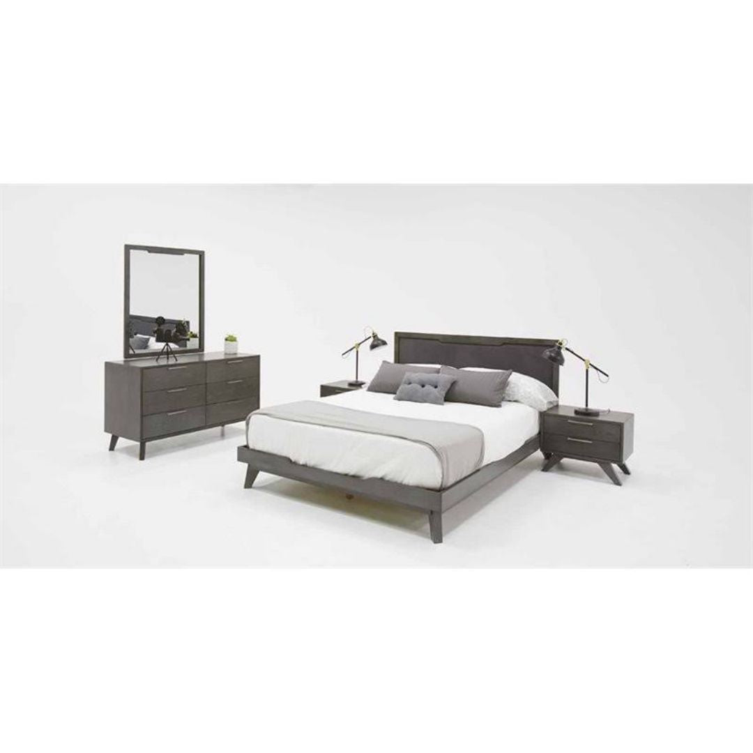 Grey Linen King Panel Bedroom Set 5 pieces.