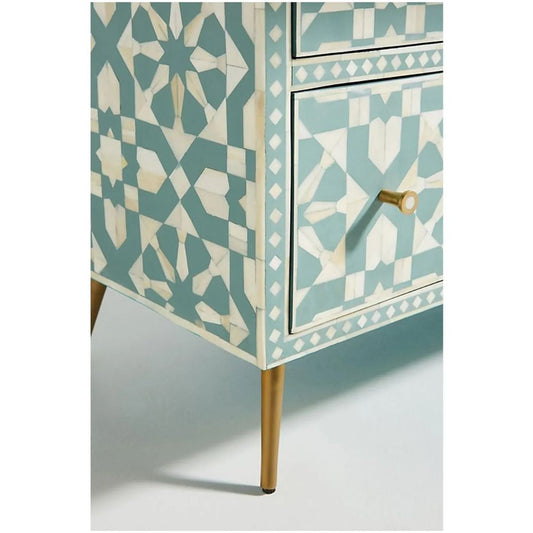 Moroccan inspired nine drawer dresser