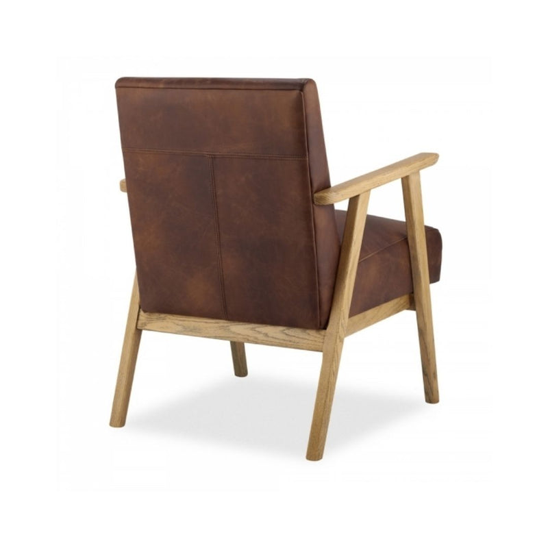 Hereford Mid Century Leather Armchair in Brown