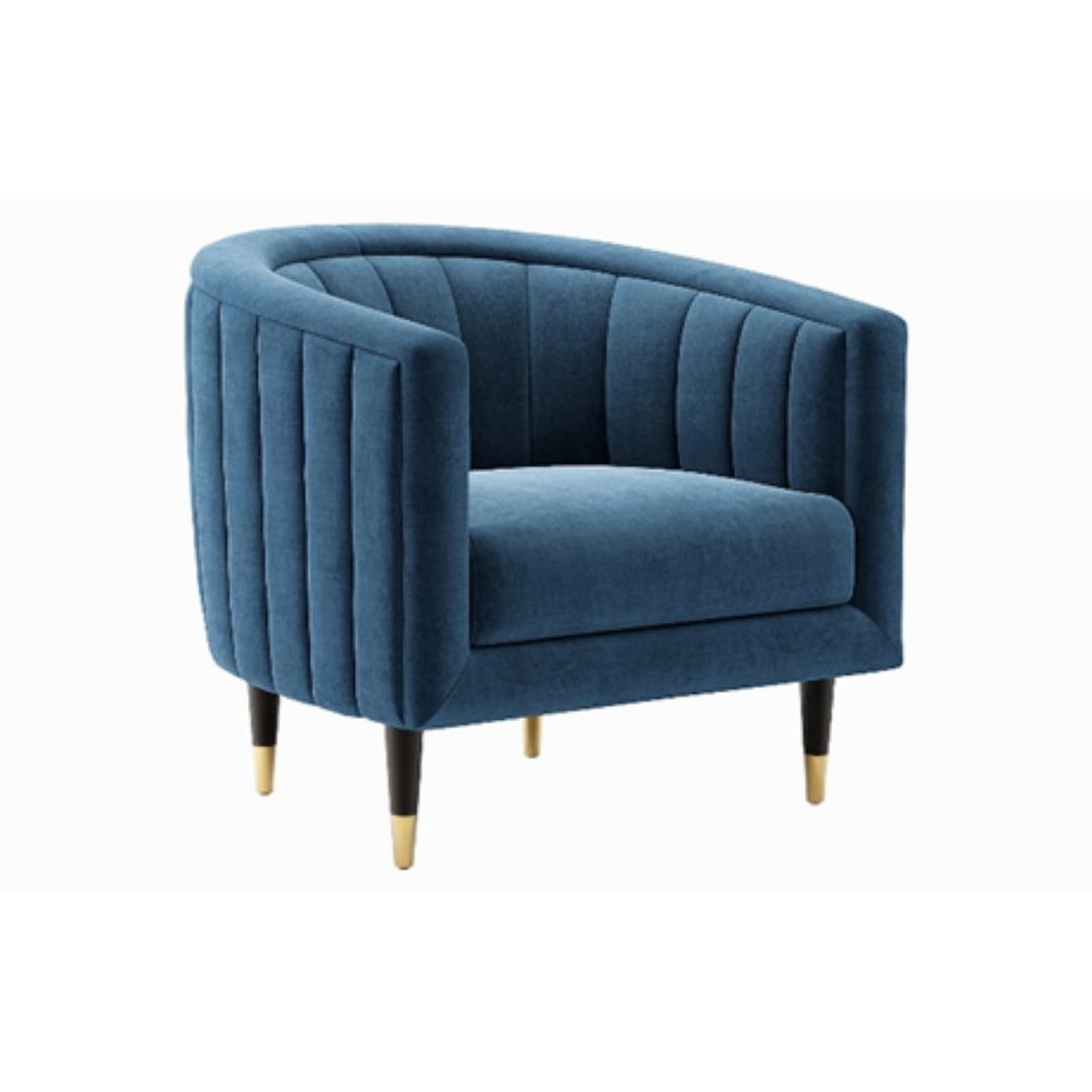 Fluted Velvet Occasional Chair Blue