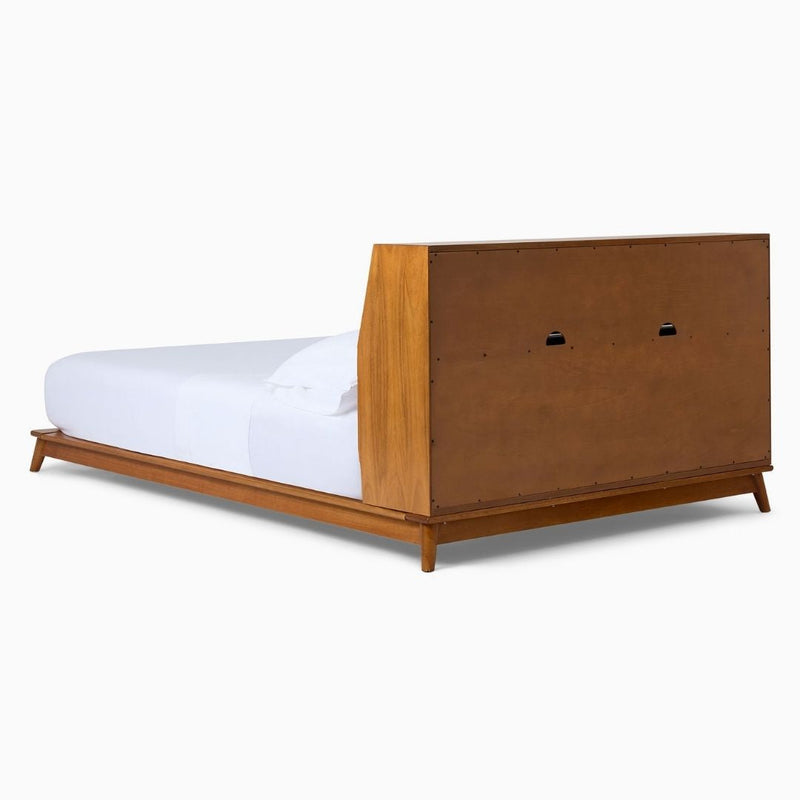 Mid-Century Headboard Storage Platform Bed