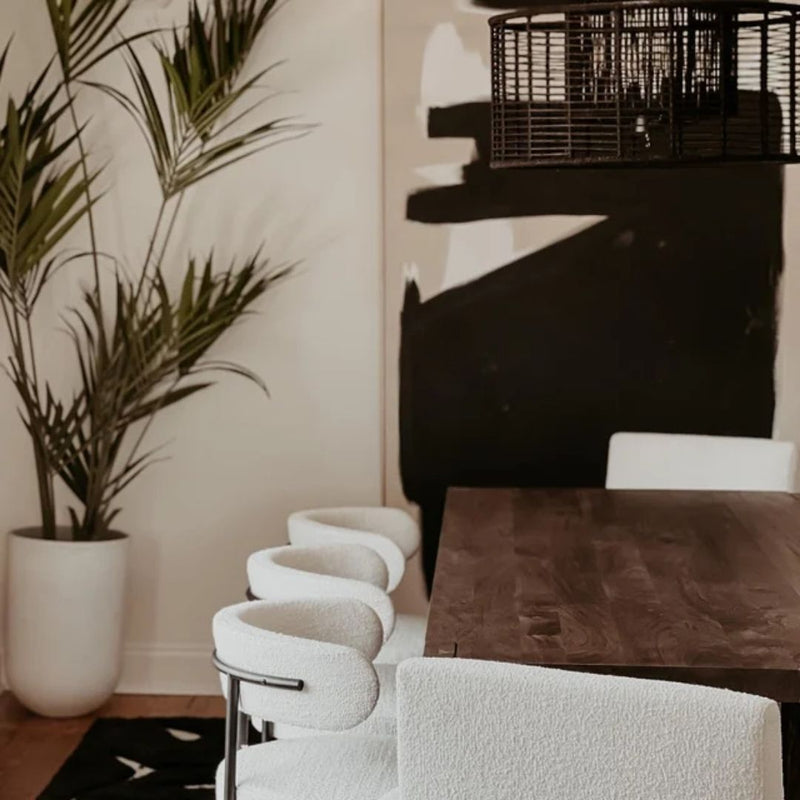 INESSE BOUCLE IVORY DINING CHAIR