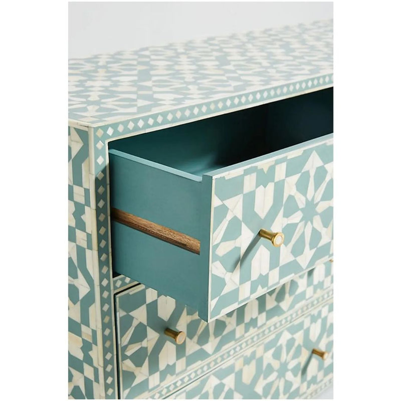 Moroccan inspired nine drawer dresser