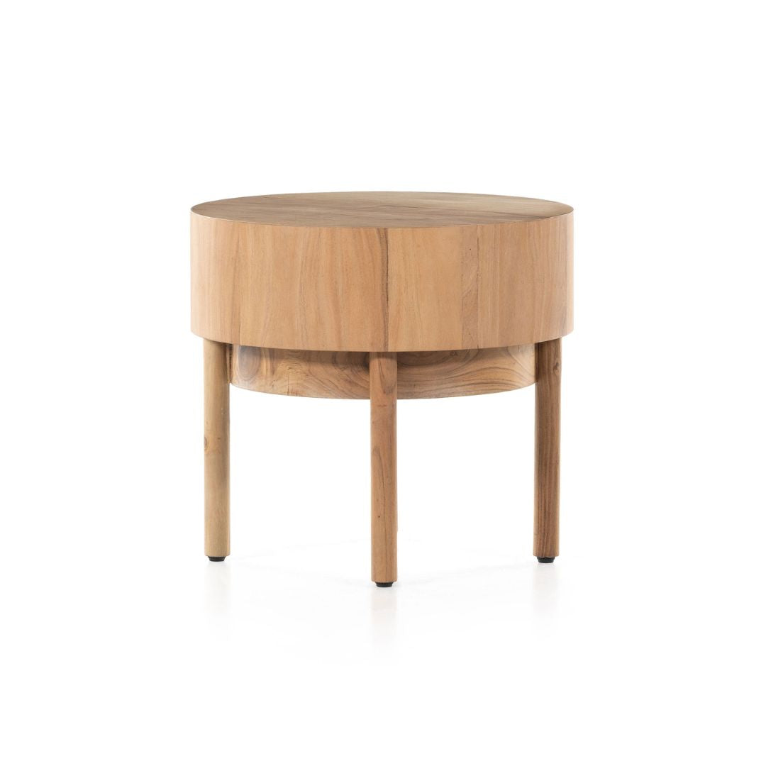 Wood Drum Side Table