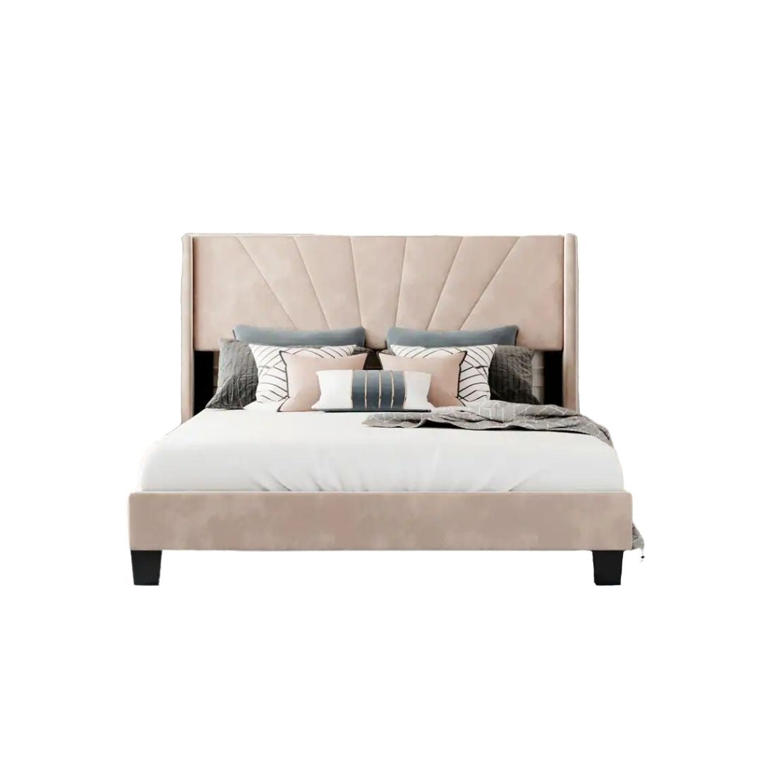 Queen Size Velvet Upholstered Platform Bed