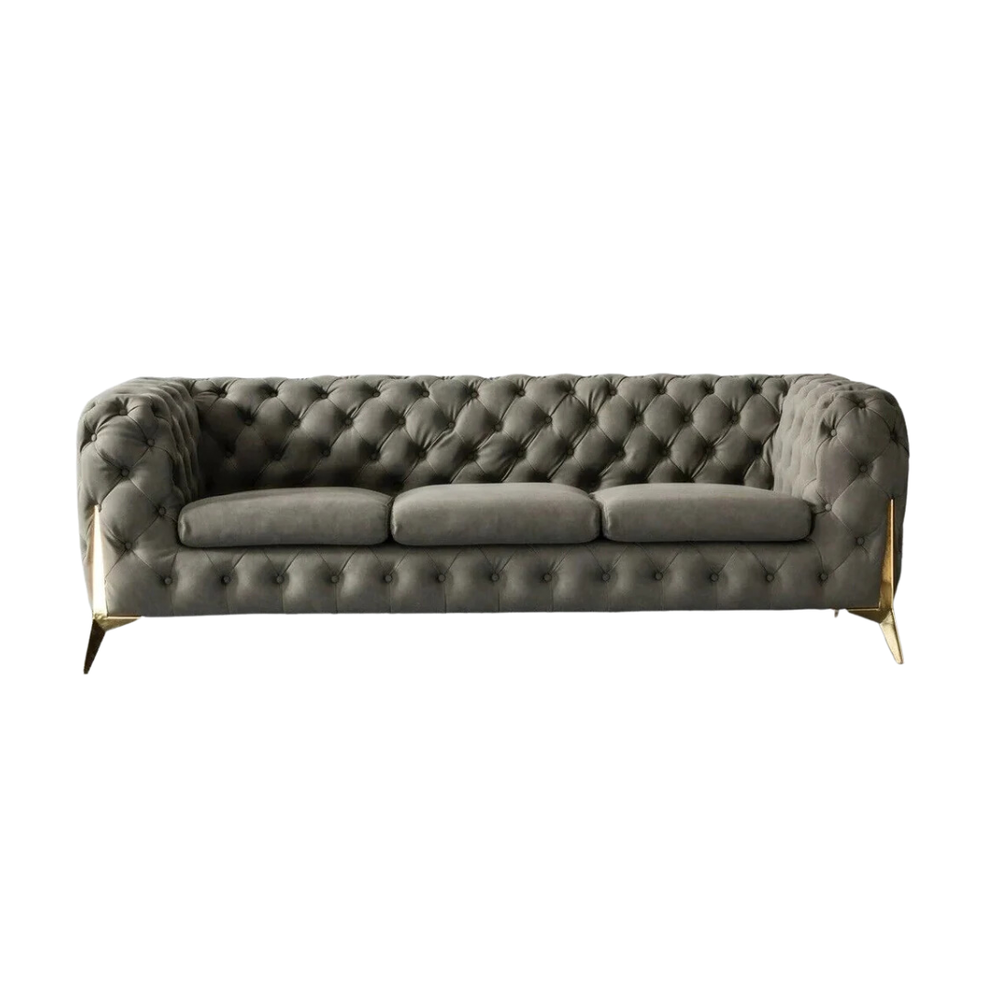 Jaguar Velvet Fabric Sofa Suite Chesterfield