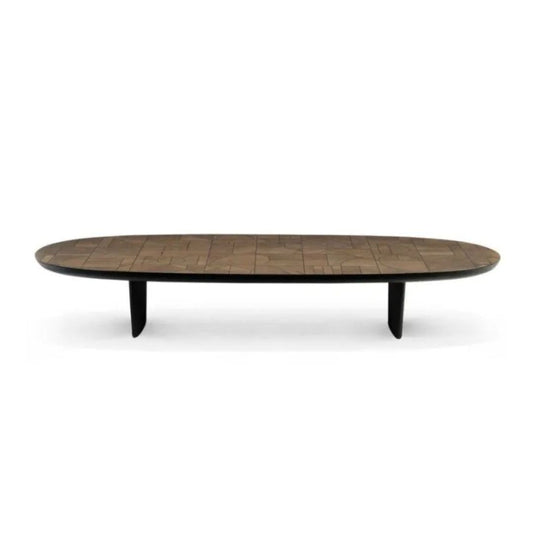 PATCHWORK Low oval solid wood coffee table