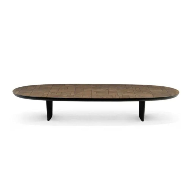 PATCHWORK Low oval solid wood coffee table