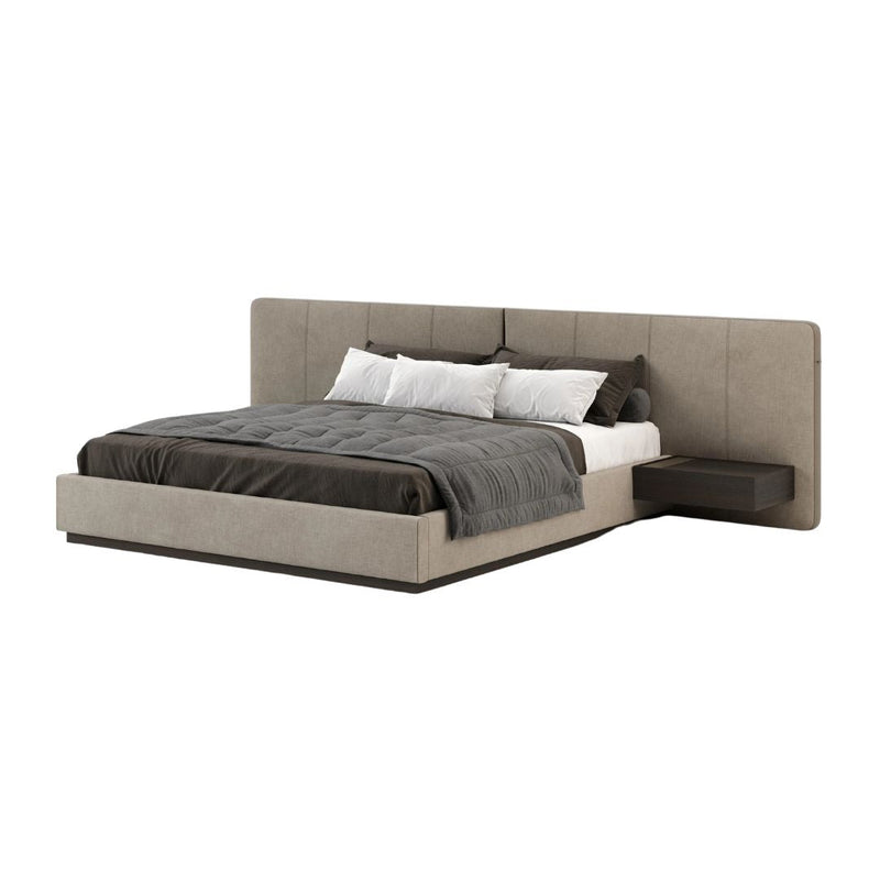 BONNIE Leather double bed with integrated nightstands