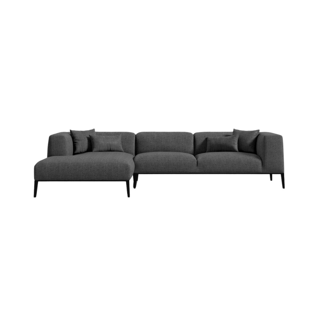 Finley Modern Classic Black Velvet Sectional Sofa - Right Hand Facing