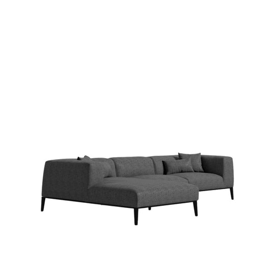 Finley Modern Classic Black Velvet Sectional Sofa - Right Hand Facing